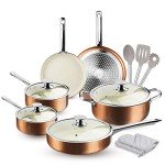 FRUITEAM 13-Piece Non-Stick Ceramic Cookware Set