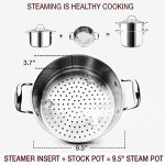 HOMICHEF 14-Piece Stainless Steel Cookware Set with Steamer Insert