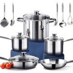 HOMICHEF 14-Piece Stainless Steel Cookware Set