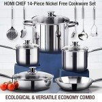 HOMICHEF 14-Piece Stainless Steel Cookware Set