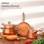 FRUITEAM 10-Piece Ceramic Cookware Set