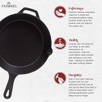 CUISINEL Pre-Seasoned Cast Iron Skillet Set
