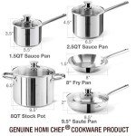 HOMICHEF 14-Piece Stainless Steel Cookware Set