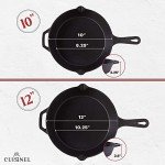 CUISINEL Pre-Seasoned Cast Iron Skillet Set