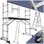 TecTake Adjustable 3-in-1 Eco-Friendly Aluminium Scaffolding Ladder