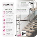 TecTake Adjustable 3-in-1 Eco-Friendly Aluminium Scaffolding Ladder