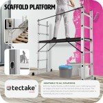 TecTake Adjustable 3-in-1 Eco-Friendly Aluminium Scaffolding Ladder