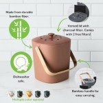 Sustainable Bamboo Indoor Compost Bin - Terracotta
