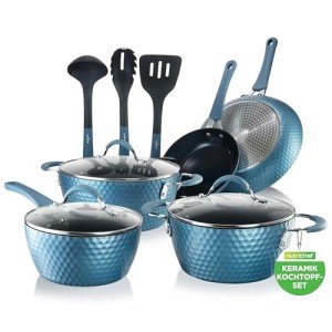 NUTRICHEF 11-Piece Non-Stick Cookware Set with Ceramic Coating