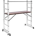 TecTake Adjustable 3-in-1 Eco-Friendly Aluminium Scaffolding Ladder