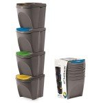 20L Stackable Color-Coded Recycling Bins (4-Pack)