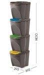 20L Stackable Color-Coded Recycling Bins (4-Pack)