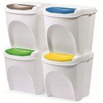20L Stackable Color-Coded Recycling Bins (4-Pack)