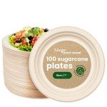 Eco-Friendly Biodegradable Sugarcane Plates - 100 Pack