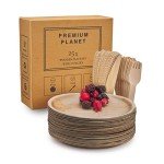 Biodegradable Large Plates and Cutlery Set, Eco-Friendly