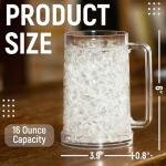 Granatan Set of 2 Frozen Beer Mugs For Freezer 16 oz, Clear Double Walled Beer Mugs With Handles