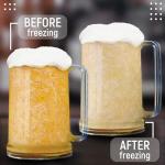 Granatan Set of 2 Frozen Beer Mugs For Freezer 16 oz, Clear Double Walled Beer Mugs With Handles
