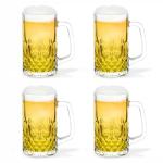TUSAPAM Heavy Beer Mugs Set, 20oz Glass Mugs With Handle, Beer Glasses For Freezer, 610ml Beer Drinking Glasses, Traditional Stein For Bar, Beverages, Coffee, Teas, Set of 4