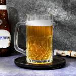 TUSAPAM Heavy Beer Mugs Set, 20oz Glass Mugs With Handle, Beer Glasses For Freezer, 610ml Beer Drinking Glasses, Traditional Stein For Bar, Beverages, Coffee, Teas, Set of 4