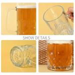TUSAPAM Heavy Beer Mugs Set, 20oz Glass Mugs With Handle, Beer Glasses For Freezer, 610ml Beer Drinking Glasses, Traditional Stein For Bar, Beverages, Coffee, Teas, Set of 4