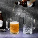 TUSAPAM Heavy Beer Mugs Set, 20oz Glass Mugs With Handle, Beer Glasses For Freezer, 610ml Beer Drinking Glasses, Traditional Stein For Bar, Beverages, Coffee, Teas, Set of 4