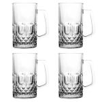 TUSAPAM Heavy Beer Mugs Set, 20oz Glass Mugs With Handle, Beer Glasses For Freezer, 610ml Beer Drinking Glasses, Traditional Stein For Bar, Beverages, Coffee, Teas, Set of 4