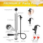 8” Beer Keg Tap Keg Pump, D System Beer Keg Party Pump for US Sankey Keg Draft Beer Picnic Pump 2 Beer Faucets & 2 Hose Clamps, Beer Tap for Keg with Stainless Probe Coupler for Party