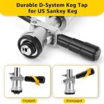8” Beer Keg Tap Keg Pump, D System Beer Keg Party Pump for US Sankey Keg Draft Beer Picnic Pump 2 Beer Faucets & 2 Hose Clamps, Beer Tap for Keg with Stainless Probe Coupler for Party