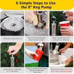 8” Beer Keg Tap Keg Pump, D System Beer Keg Party Pump for US Sankey Keg Draft Beer Picnic Pump 2 Beer Faucets & 2 Hose Clamps, Beer Tap for Keg with Stainless Probe Coupler for Party