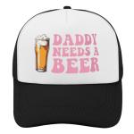 Daddy Needs A Beer Hat Funny Trucker Cap for Men Fathers Day Birthday BBQ Party Gift Beer Lover Adjustable Mesh Back Comfortable Casual Outdoor Lifestyle Headwear
