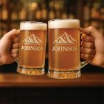 Personalized Beer Mug with Handle, Custom Engraved 14 or 25 oz Beer Glass, Laser Etched Beer Stein, Groomsmen Gift, Husband or Dad Gift