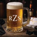 Personalized Beer Mug with Handle, Custom Engraved 14 or 25 oz Beer Glass, Laser Etched Beer Stein, Groomsmen Gift, Husband or Dad Gift