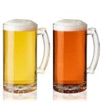 Extra Large Glass Beer Mugs with Handles - Set of 2