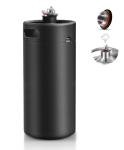 MRbrew Pressurized Mini Keg 128oz, 304 Stainlsee Steel Mini Kegerator with Exhaust Valve Designed Cap Portable Beer Growler for Homebrew And Craft Beer (Black)
