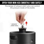 MRbrew Pressurized Mini Keg 128oz, 304 Stainlsee Steel Mini Kegerator with Exhaust Valve Designed Cap Portable Beer Growler for Homebrew And Craft Beer (Black)