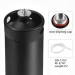 MRbrew Pressurized Mini Keg 128oz, 304 Stainlsee Steel Mini Kegerator with Exhaust Valve Designed Cap Portable Beer Growler for Homebrew And Craft Beer (Black)