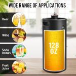 MRbrew Pressurized Mini Keg 128oz, 304 Stainlsee Steel Mini Kegerator with Exhaust Valve Designed Cap Portable Beer Growler for Homebrew And Craft Beer (Black)