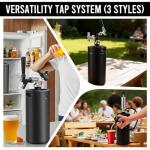 MRbrew Pressurized Mini Keg 128oz, 304 Stainlsee Steel Mini Kegerator with Exhaust Valve Designed Cap Portable Beer Growler for Homebrew And Craft Beer (Black)