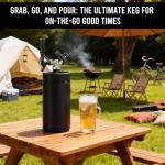 MRbrew Pressurized Mini Keg 128oz, 304 Stainlsee Steel Mini Kegerator with Exhaust Valve Designed Cap Portable Beer Growler for Homebrew And Craft Beer (Black)