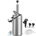 128OZ Mini Keg Growler, 3.6L Silver Mini Keg Tap Pump Draft Beer Dispenser Stainless Steel Portabled Beer Ked Growler Tap System for Camping, Picnics, Party