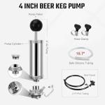 128OZ Mini Keg Growler, 3.6L Silver Mini Keg Tap Pump Draft Beer Dispenser Stainless Steel Portabled Beer Ked Growler Tap System for Camping, Picnics, Party