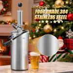 128OZ Mini Keg Growler, 3.6L Silver Mini Keg Tap Pump Draft Beer Dispenser Stainless Steel Portabled Beer Ked Growler Tap System for Camping, Picnics, Party