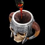 Tlence Stainless Steel Skull Mug, 18 OZ Halloween Viking Drinking Cup, Large Skeleton Resin Beer Stein Tankard with Double Handles, Bar Drinkware Medieval Decoration for Coffee, Tea, Novelty Gifts