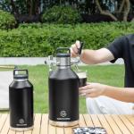 64oz Double-Walled Mini Keg Growler, Stainless Steel Vacuum Insulated Home Dispenser System with Detachable Faucet & Regulator Keeps Homebrew, Craft, and Draft Beer Carbonated and Fresh