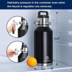 64oz Double-Walled Mini Keg Growler, Stainless Steel Vacuum Insulated Home Dispenser System with Detachable Faucet & Regulator Keeps Homebrew, Craft, and Draft Beer Carbonated and Fresh