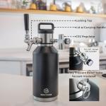 64oz Double-Walled Mini Keg Growler, Stainless Steel Vacuum Insulated Home Dispenser System with Detachable Faucet & Regulator Keeps Homebrew, Craft, and Draft Beer Carbonated and Fresh