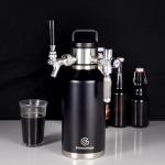 64oz Double-Walled Mini Keg Growler, Stainless Steel Vacuum Insulated Home Dispenser System with Detachable Faucet & Regulator Keeps Homebrew, Craft, and Draft Beer Carbonated and Fresh