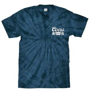 Tee Luv Men's Coors Banquet Shirt - Navy Tie Dye Coors Beer Logo T-Shirt, L