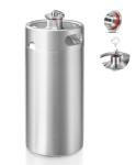 MRbrew Pressurized Mini Keg 128oz, 304 Stainlsee Steel Mini Kegerator with Exhaust Valve Designed Cap Portable Beer Growler for Homebrew And Craft Beer (Silver)