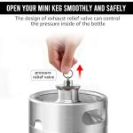 MRbrew Pressurized Mini Keg 128oz, 304 Stainlsee Steel Mini Kegerator with Exhaust Valve Designed Cap Portable Beer Growler for Homebrew And Craft Beer (Silver)
